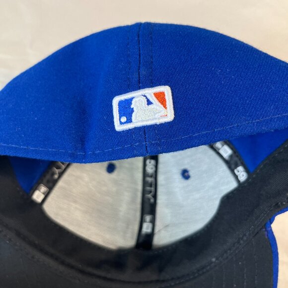 New York Mets Blue Orange Black Classic Logo Men's Fitted Hat Cap 7-1/4 New Era - Picture 3 of 6